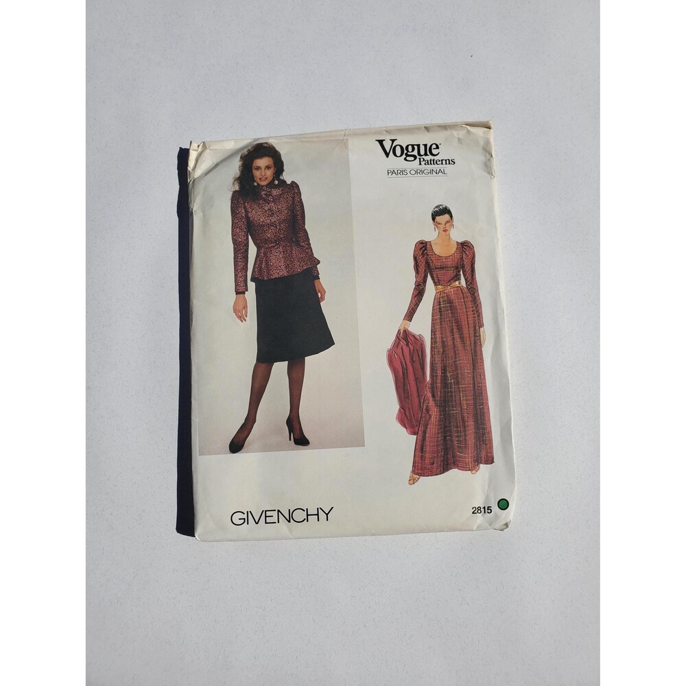 1980s Givenchy Evening Dress & Jacket Pattern – Vogue Patterns Paris Original